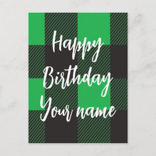 Green Kariert Happy Birthday Postkarte