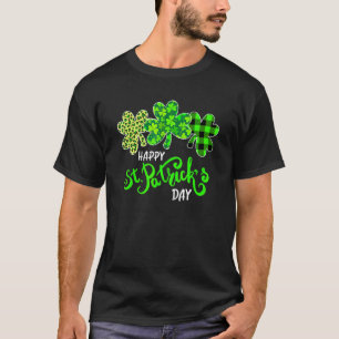 Green Kariert Leopard Kleeblatt St Patrick's Day T-Shirt