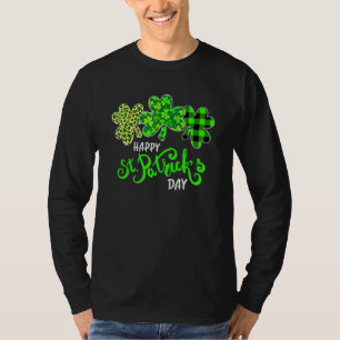 Green Kariert Leopard Kleeblatt St Patrick's Day T-Shirt