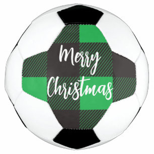 Green Kariert Pattern Frohe Weihnachten Fußball