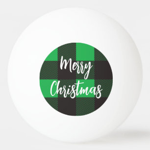 Green Kariert Pattern Frohe Weihnachten Tischtennisball