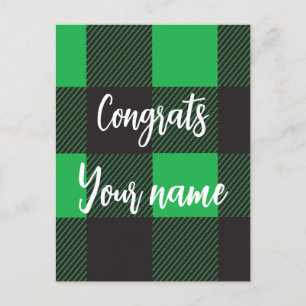 Green Kariert Pattern Glückwunsch Postkarte