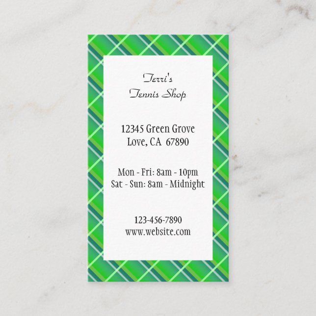 Green Kariert Preppy Edition Small Business Card Visitenkarte (Vorderseite)