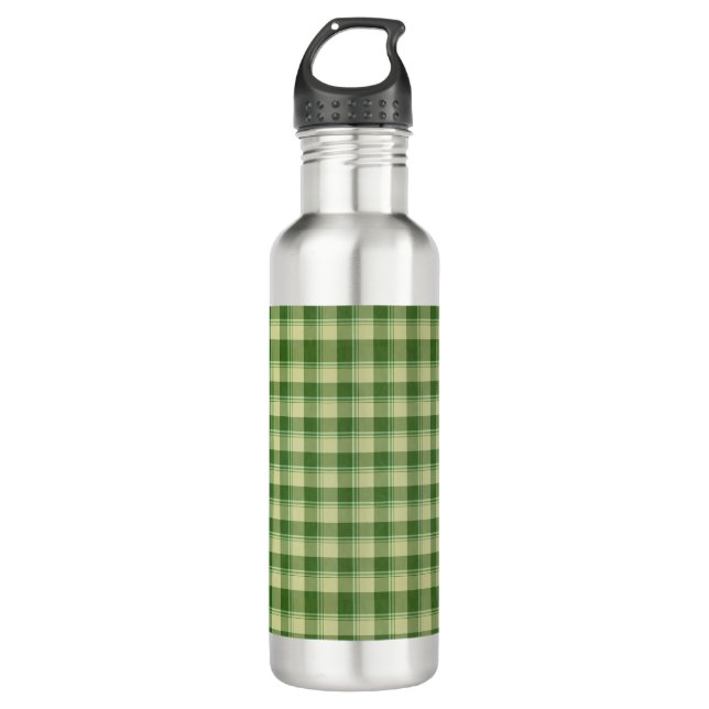 Green Kariert Saint Patrick's Day Edelstahlflasche (Vorderseite)