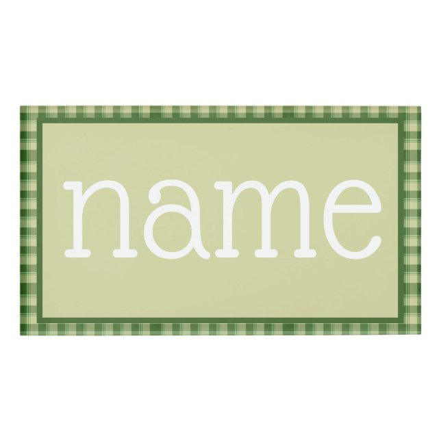 Green Kariert Saint Patrick's Day Namenschild (Vorderseite)