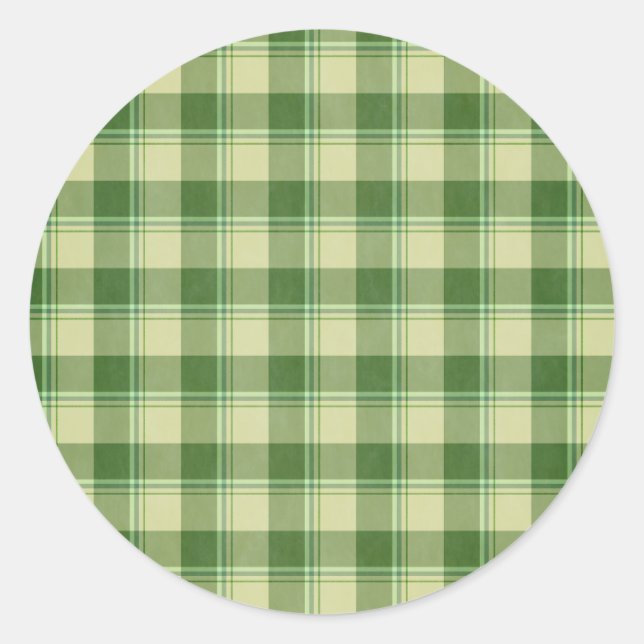 Green Kariert Saint Patrick's Day Runder Aufkleber (Vorderseite)