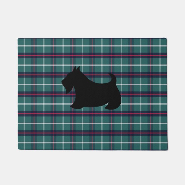 Green Kariert Scottish Terrier Doormat Fußmatte (Vorderseite)