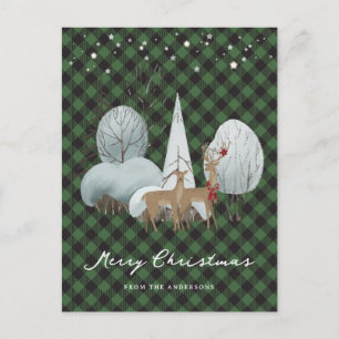 Green Kariert Stars Reindeer Frohe Weihnachten