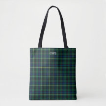 Green Kariert Stewart Hunting Tartan Monogram