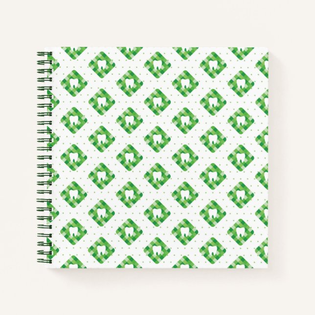 Green Kariert Tooth Patches Notizbuch (Vorderseite)