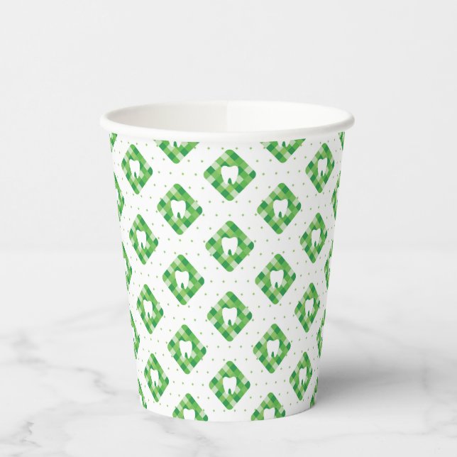 Green Kariert Tooth Patches Pappbecher (Links)