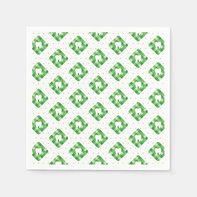 Green Kariert Tooth Patches Serviette (Vorderseite)