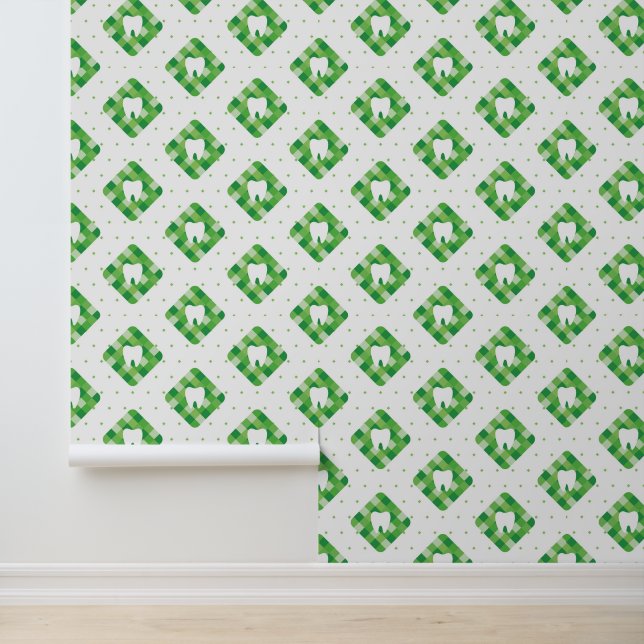 Green Kariert Tooth Patches Tapete (Anwendung)
