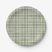 Green Kariert Watercolor Gingham Party Plate