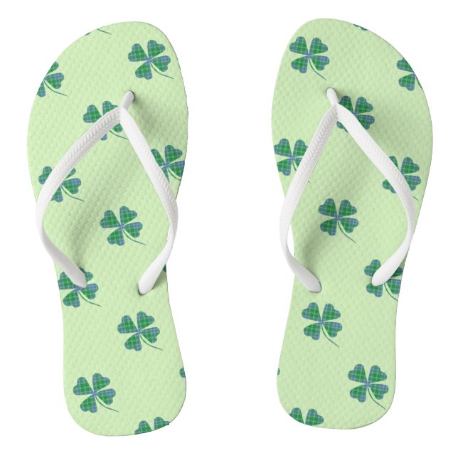 Green Kariertes Kleeblatt Clover Muster Flip Flops (Fußbett)