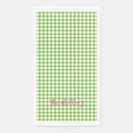 Green Karo Pink NAME Fest Spaß Preppy Serviette