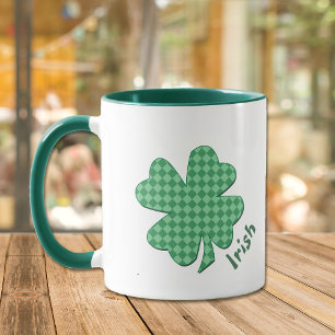 Green Karos Irish Kleeblatt Personalisiert Tasse