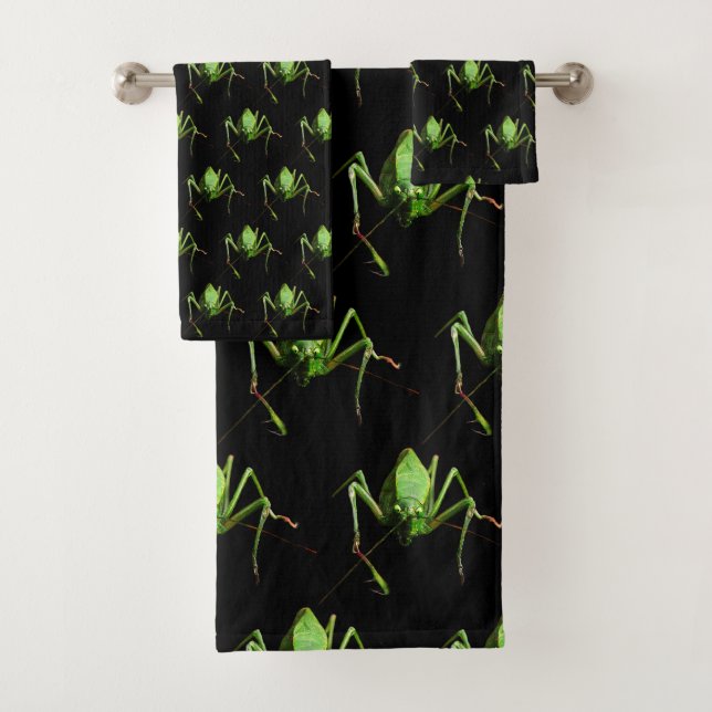 Green Katydid Pattern Badetuch Set (Insitu)