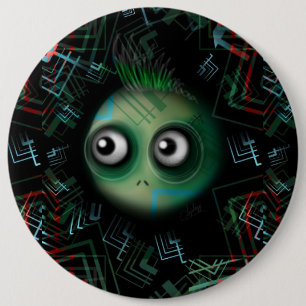 Green Kawaii Monster Button