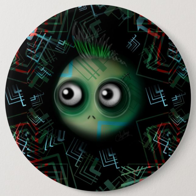 Green Kawaii Monster Button (Vorderseite)