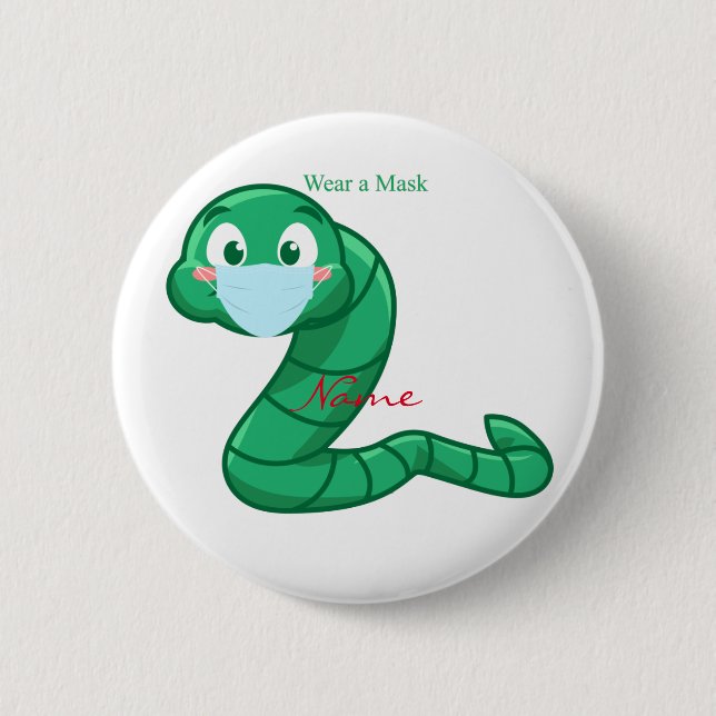 Green Kawaii Worm Thunder_Cove Button (Vorderseite)