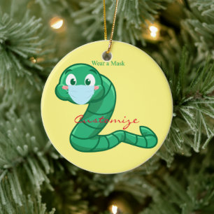 Green Kawaii Worm Thunder_Cove Keramik Ornament