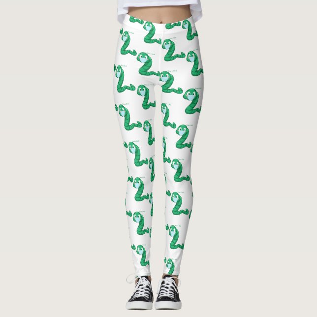 Green Kawaii Worm Thunder_Cove Leggings (Vorderseite)