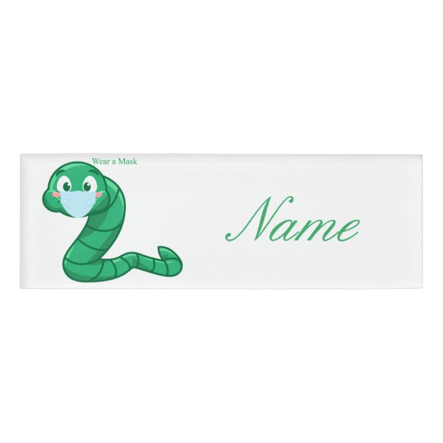 Green Kawaii Worm Thunder_Cove Namenschild (Vorderseite)