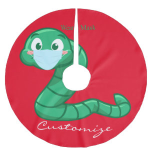 Green Kawaii Worm Thunder_Cove Polyester Weihnachtsbaumdecke