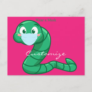Green Kawaii Worm Thunder_Cove Postkarte