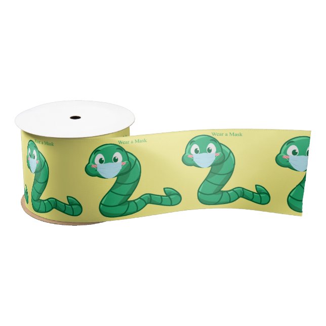 Green Kawaii Worm Thunder_Cove Satinband (Spule)