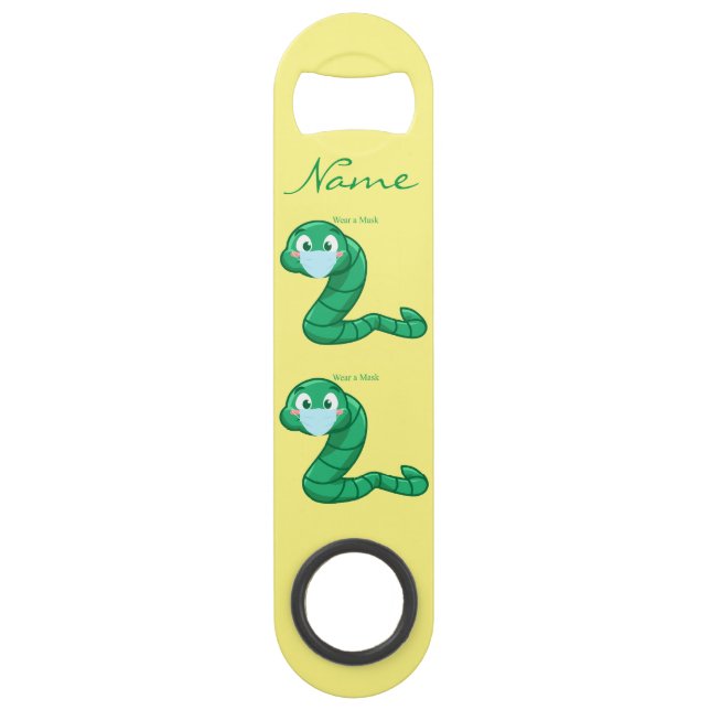 Green Kawaii Worm Thunder_Cove Speed Flaschenöffner (Rückseite)