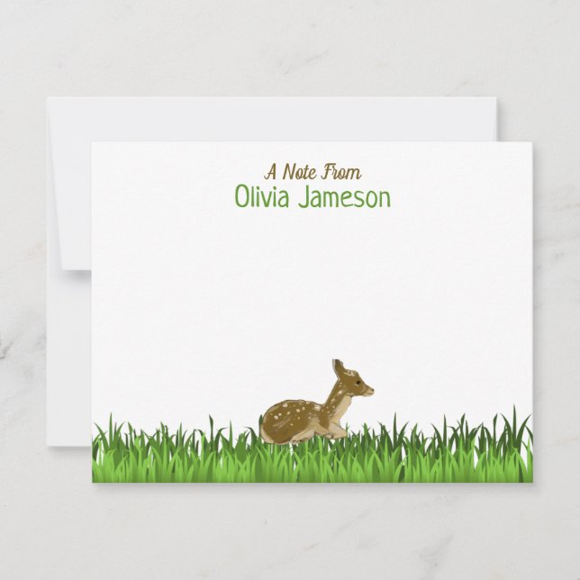 GREEN Kid's Name Woodland Animal Mitteilungskarte (Vorderseite)