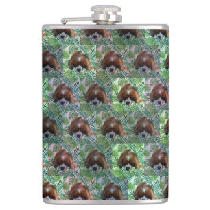 Green King Charles Cavalier Spaniel, Hip Flask Flachmann