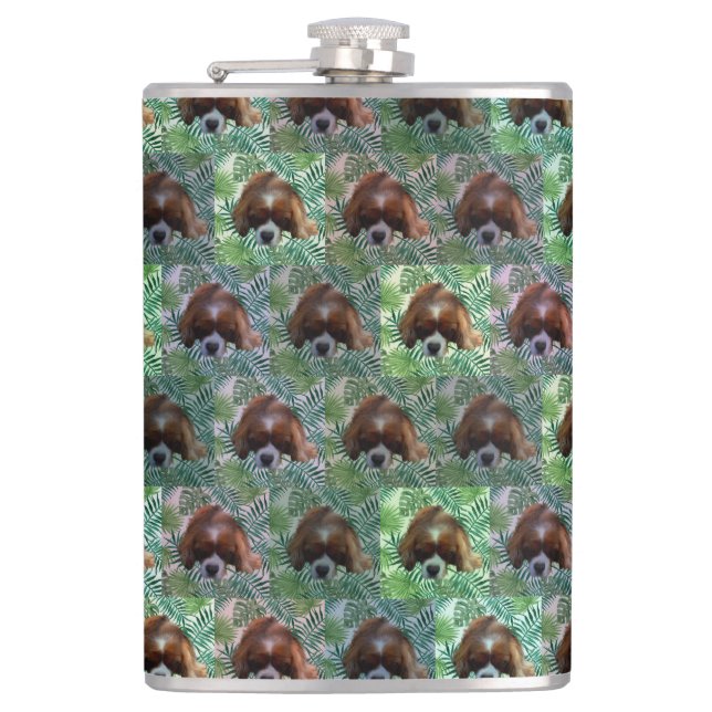 Green King Charles Cavalier Spaniel, Hip Flask Flachmann (Vorderseite)