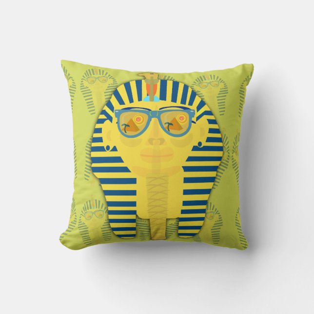 Green King Tut mit Sonnenbrillen Kissen (Vorderseite)