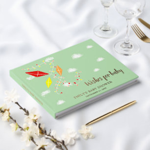 Green Kites Baby Dusche Gold Foil Wünsche für Baby Gästebuch