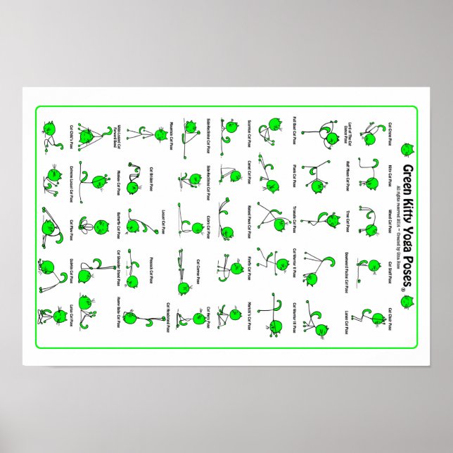 Green Kitty Yoga Posen Poster (Vorne)