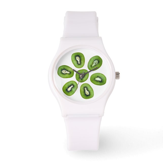 Green Kiwi Muster Armbanduhr (Vorderseite)