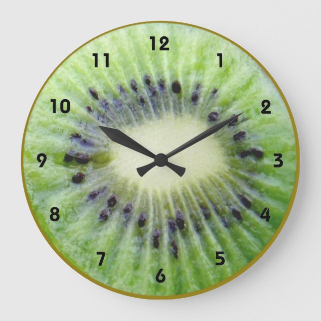 Green Kiwi Wand Uhr mit Zahlen (Vorderseite)