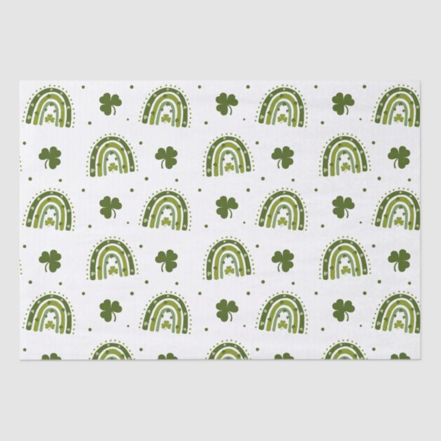 Green Kleeblatt Boho Rainbow St.Patrick's Day Seidenpapier (Vorderseite)
