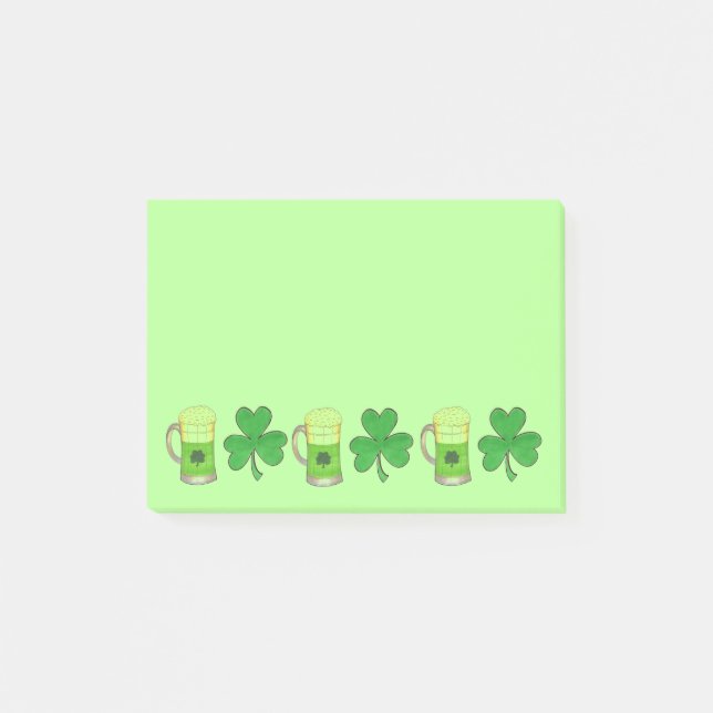 Green Kleeblatt Clover Beer Tasse St. Patrick's Da Post-it Klebezettel (Vorderseite)