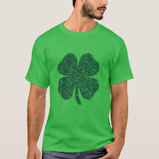 Green Kleeblatt Glitzern Closed Leaf Patricks Day  T-Shirt