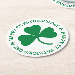 Green Kleeblatt Happy St. Patrick's Day Party Runder Pappuntersetzer