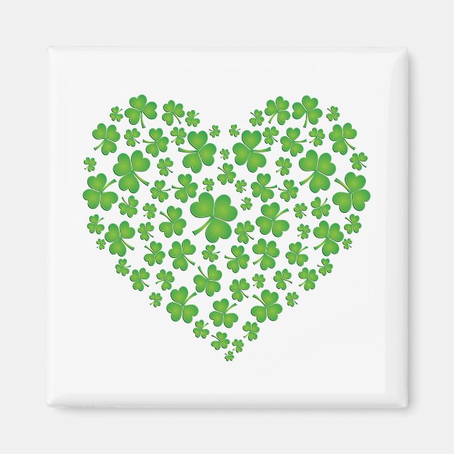 Green Kleeblatt Heart Magnet (Vorne)