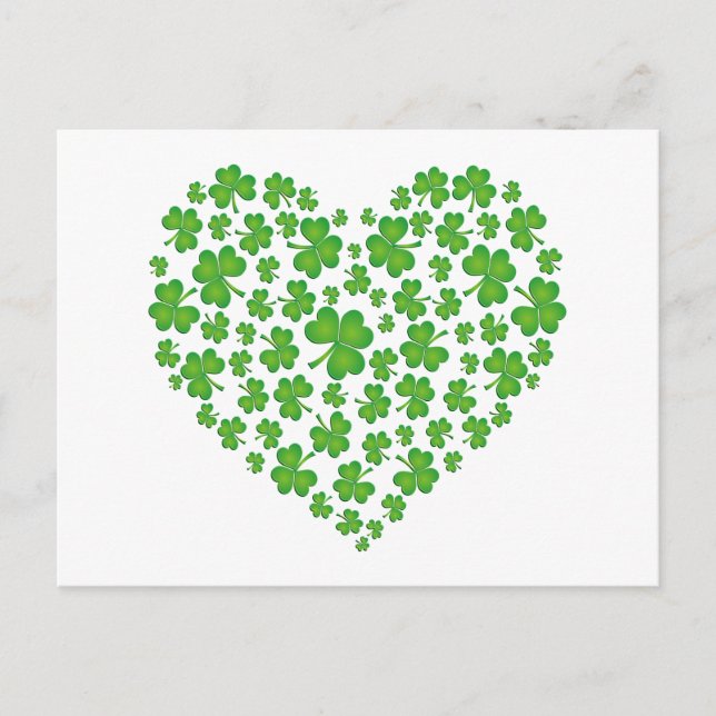 Green Kleeblatt Heart Postkarte (Vorderseite)