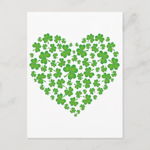 Green Kleeblatt Heart Postkarte