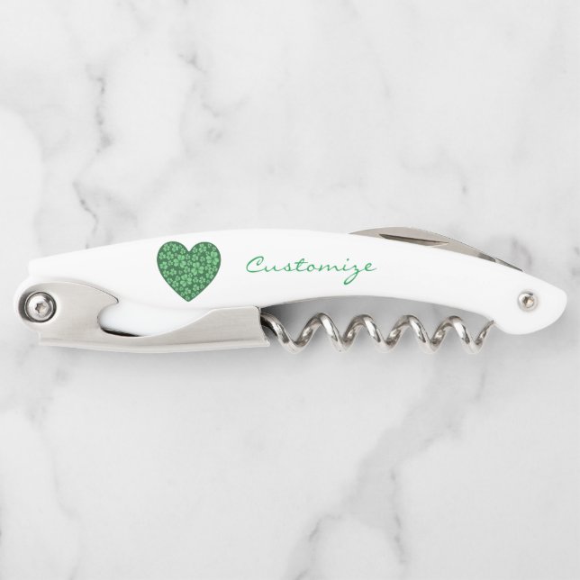 Green Kleeblatt Heart St Patrick's Day Kellnermesser (Vorderseite)