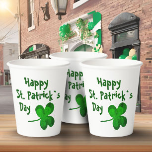 Green Kleeblatt Irish Happy St Patrick`s Day Pappbecher
