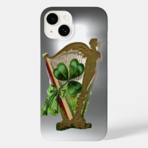 GREEN KLEEBLATT IRISH HARP Grau Weiß Case-Mate iPhone Hülle